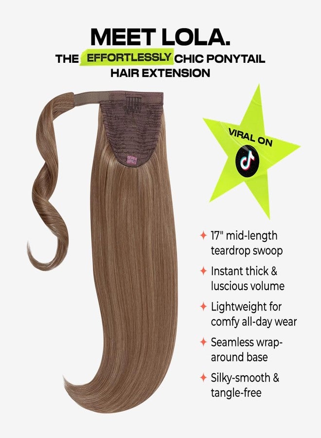 اي ان اتش وصلة شعر لولا من آي إن إتش هير - بني رمادي | وصلة شعر لولا بطول 17 بوصة، ذيل حصان مستقيم بمشبك مع ثنية، قاعدة مشط ثابتة وتصميم ملفوف، طول متوسط للنساء، شعر صناعي نباتي خفيف الوزن - Image 2